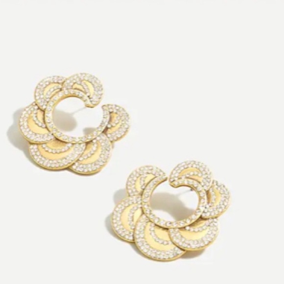 J CREW LAYERED PAVE’ PETAL EARRINGS